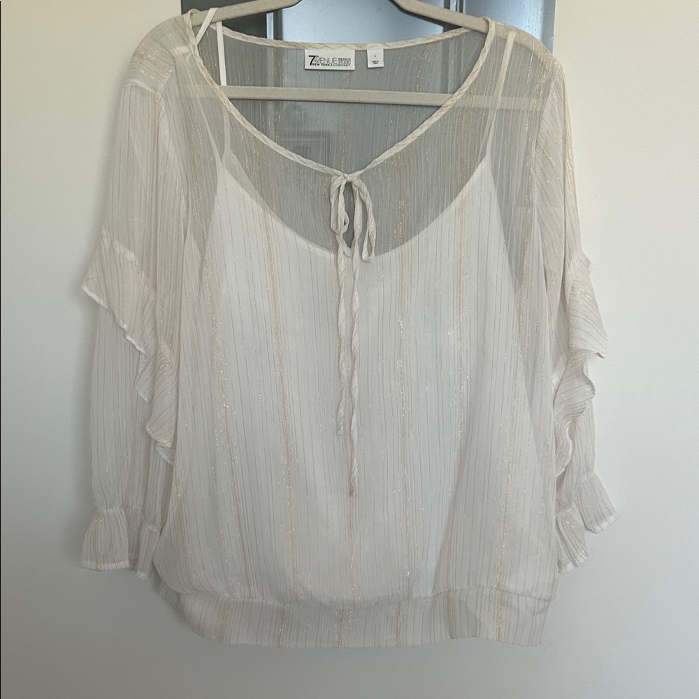 Elegant Sheer Blouse with Ruffle Sleeves